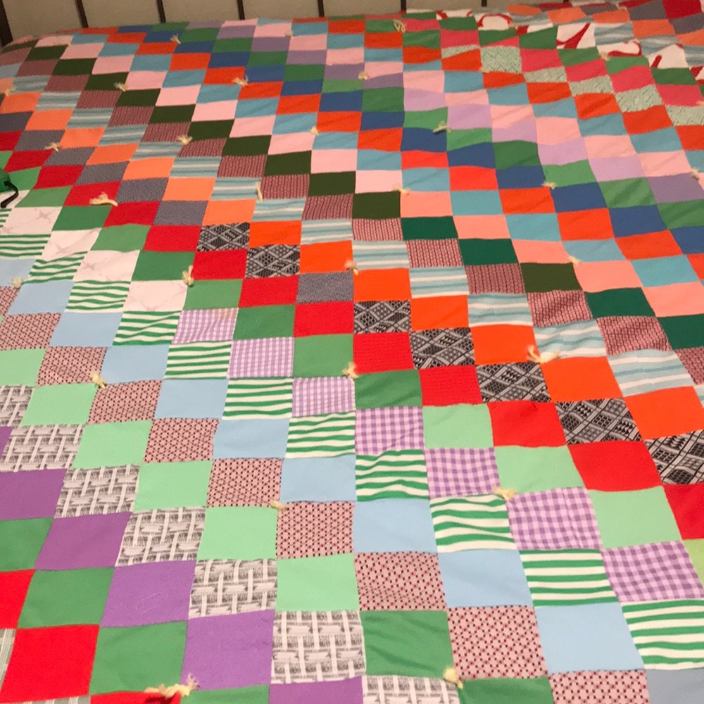 Vintage Hand Tied Polyester Double knit quilt